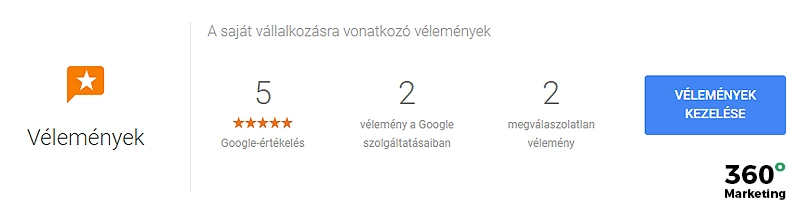 Google cégem: Vélemények statisztika