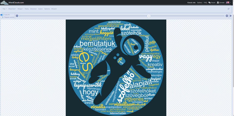 WordClouds szófelhő generátor