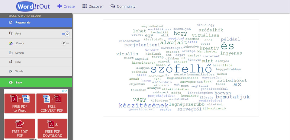 WordItOut szófelhő generátor