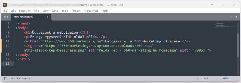 HTML alapok - HTML oldal példa