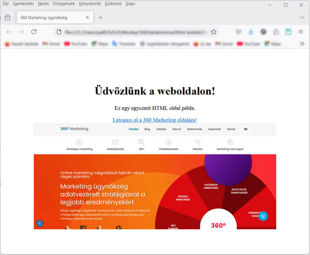 HTML alapok - HTML oldal példa