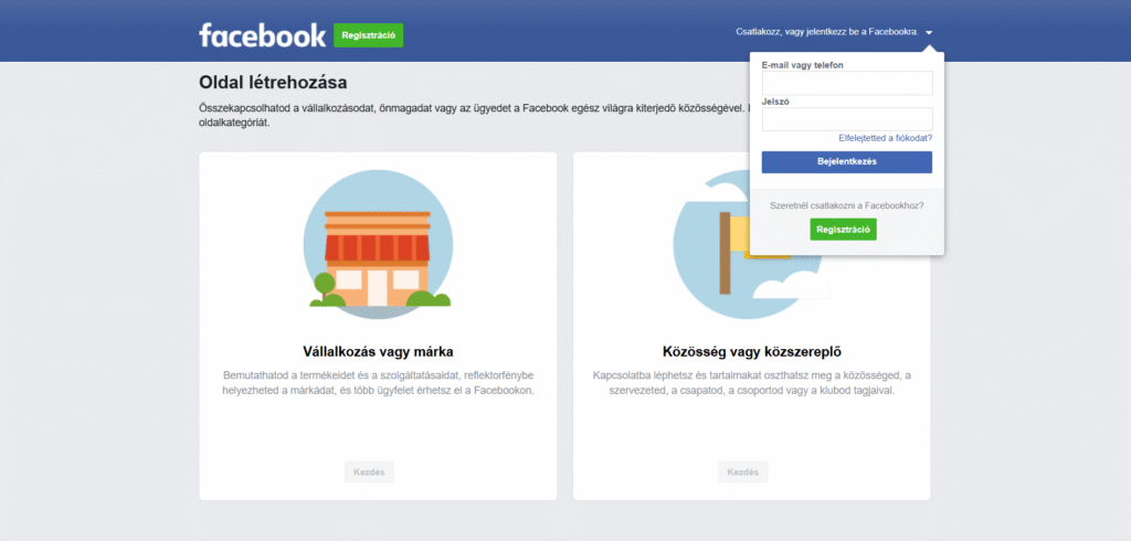 Facebook üzleti oldal létrehozása