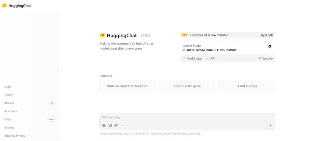 HuggingChat AI chatbot